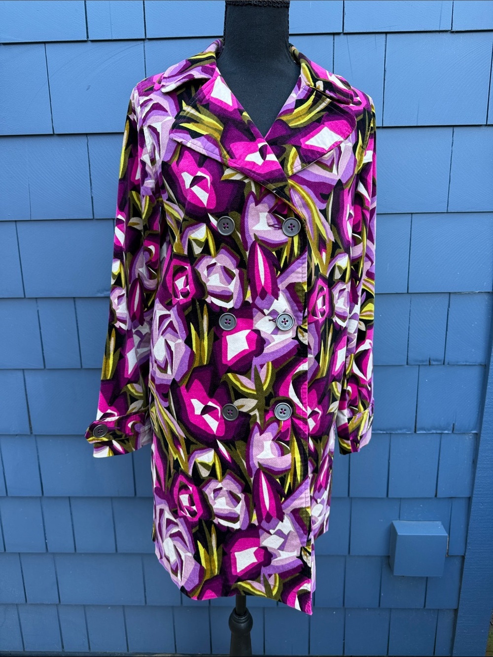 Missoni for Target Purple Pink Floral Double-Breasted Coat XL